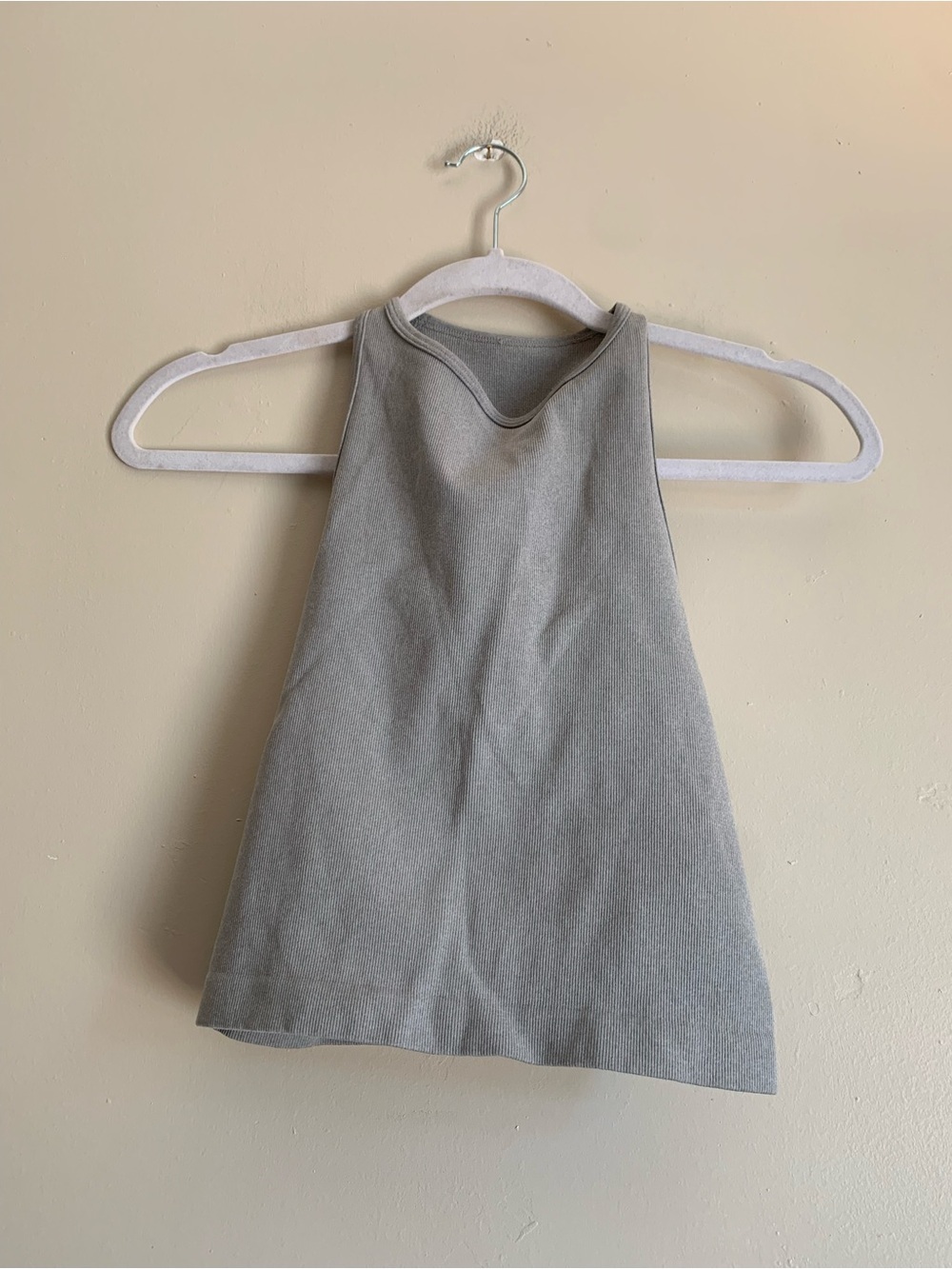 Free People Intimate Gray Ribbed Halter Crop Top Shirt Athletic Casual Women XS